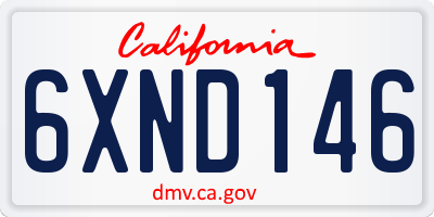 CA license plate 6XND146