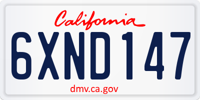 CA license plate 6XND147