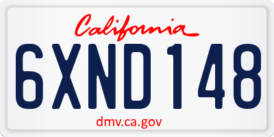 CA license plate 6XND148