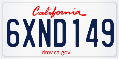 CA license plate 6XND149