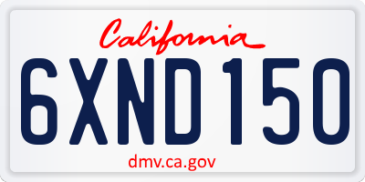 CA license plate 6XND150