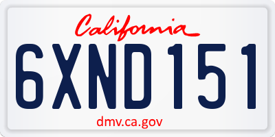 CA license plate 6XND151