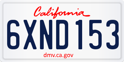 CA license plate 6XND153