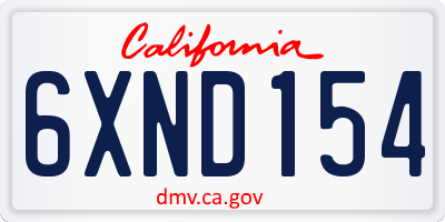 CA license plate 6XND154