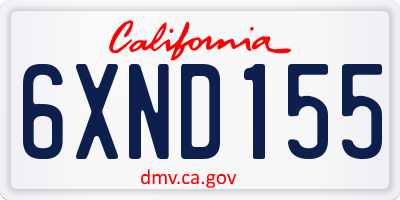 CA license plate 6XND155