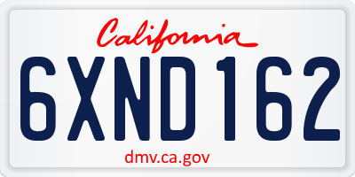 CA license plate 6XND162