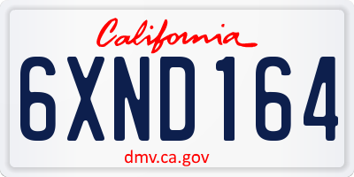 CA license plate 6XND164