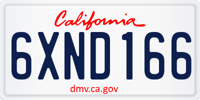 CA license plate 6XND166
