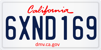 CA license plate 6XND169