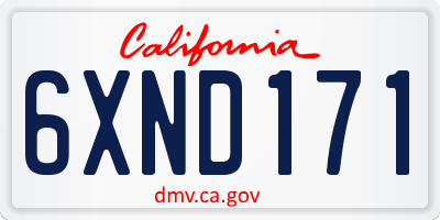 CA license plate 6XND171