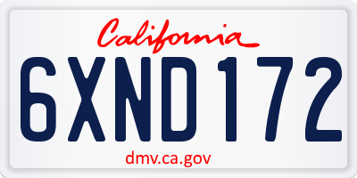 CA license plate 6XND172