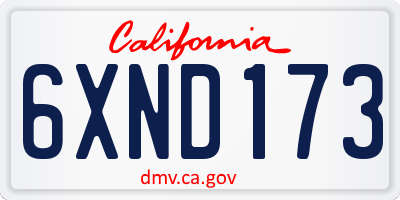 CA license plate 6XND173