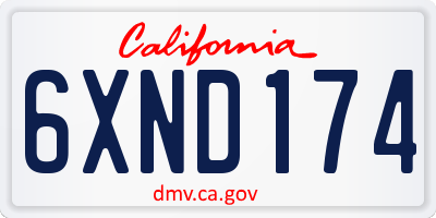 CA license plate 6XND174