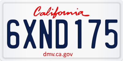 CA license plate 6XND175