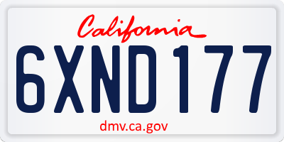 CA license plate 6XND177