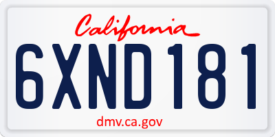 CA license plate 6XND181