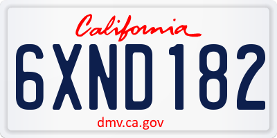 CA license plate 6XND182