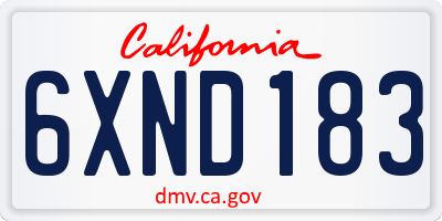 CA license plate 6XND183