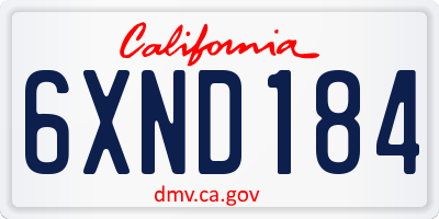 CA license plate 6XND184