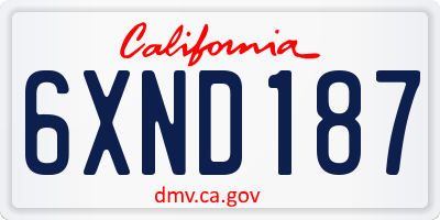 CA license plate 6XND187