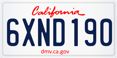 CA license plate 6XND190