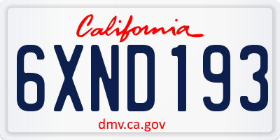 CA license plate 6XND193