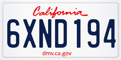 CA license plate 6XND194