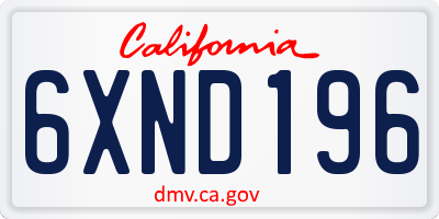 CA license plate 6XND196