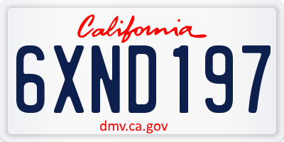 CA license plate 6XND197