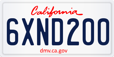 CA license plate 6XND200