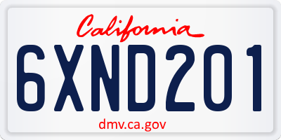 CA license plate 6XND201