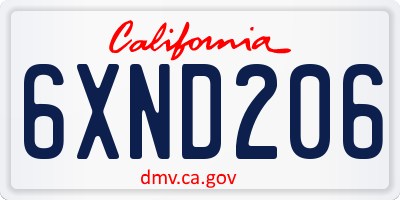 CA license plate 6XND206