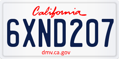 CA license plate 6XND207