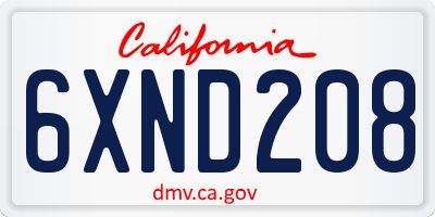 CA license plate 6XND208