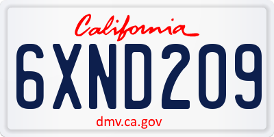 CA license plate 6XND209