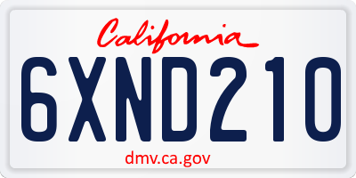 CA license plate 6XND210
