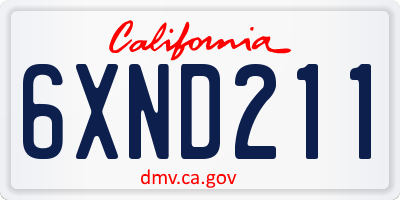 CA license plate 6XND211