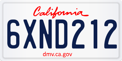 CA license plate 6XND212