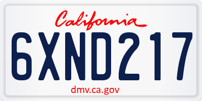 CA license plate 6XND217