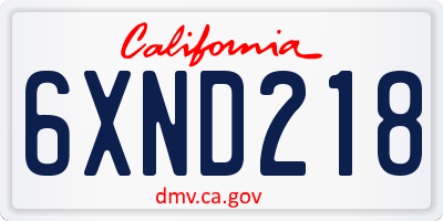 CA license plate 6XND218