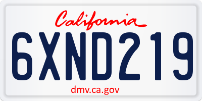 CA license plate 6XND219