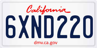CA license plate 6XND220