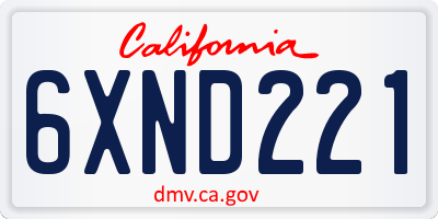 CA license plate 6XND221