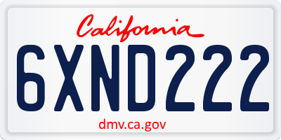 CA license plate 6XND222