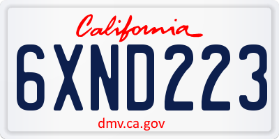 CA license plate 6XND223