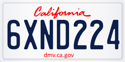 CA license plate 6XND224