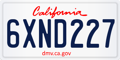 CA license plate 6XND227