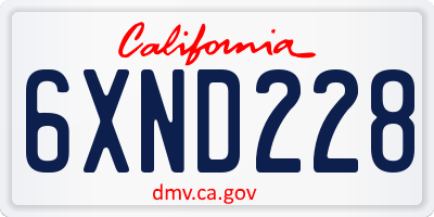 CA license plate 6XND228