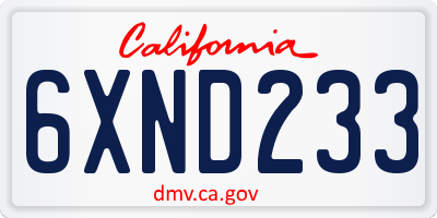 CA license plate 6XND233