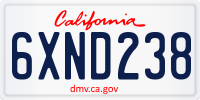 CA license plate 6XND238